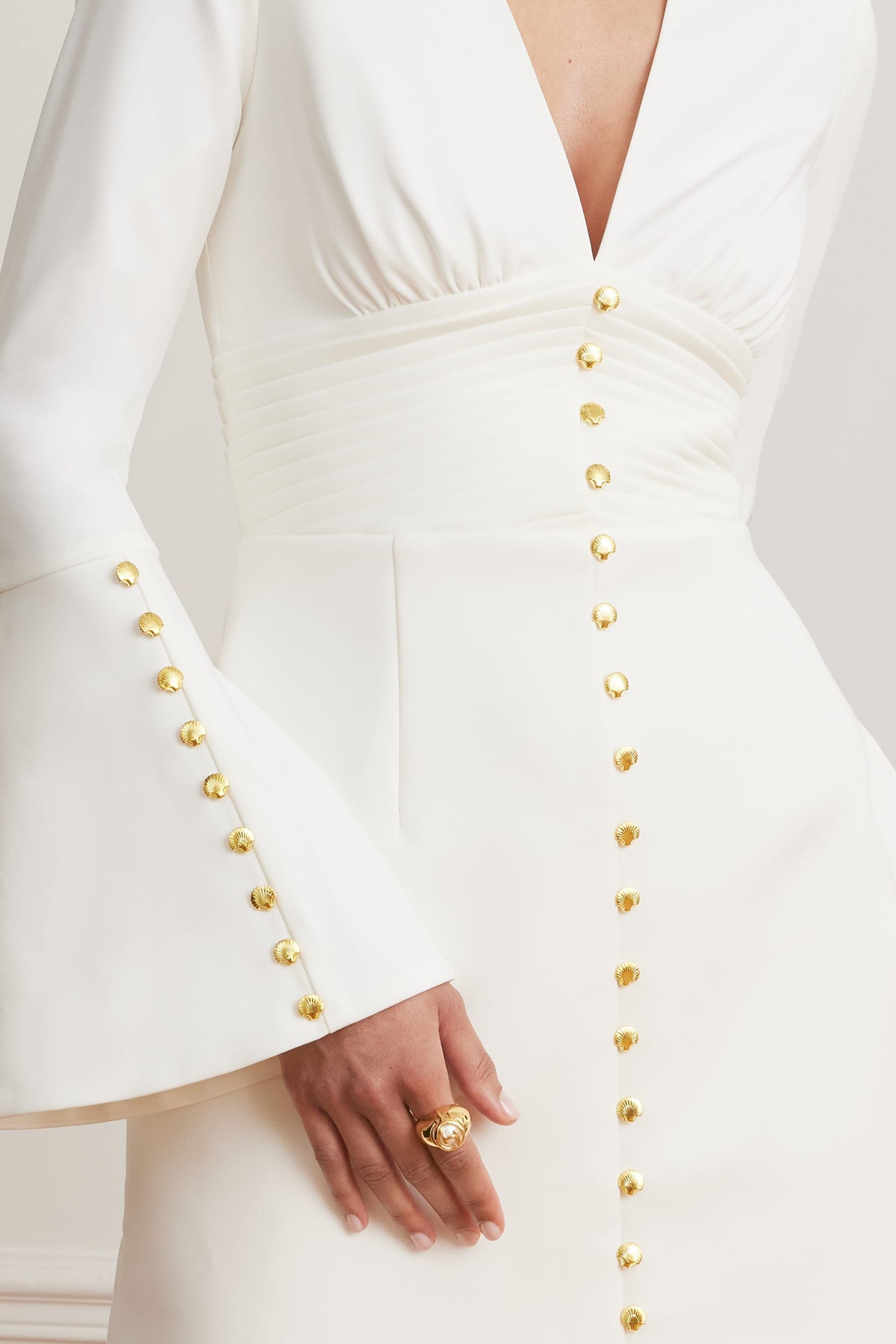 LARA V Neck Mini Dress in White Position 2