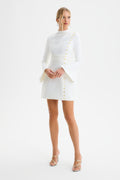 GEMMA High Neck Mini Dress in White Position 1