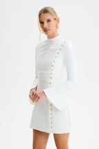 GEMMA High Neck Mini Dress in White Position 2