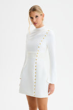 GEMMA High Neck Mini Dress in White Position 4