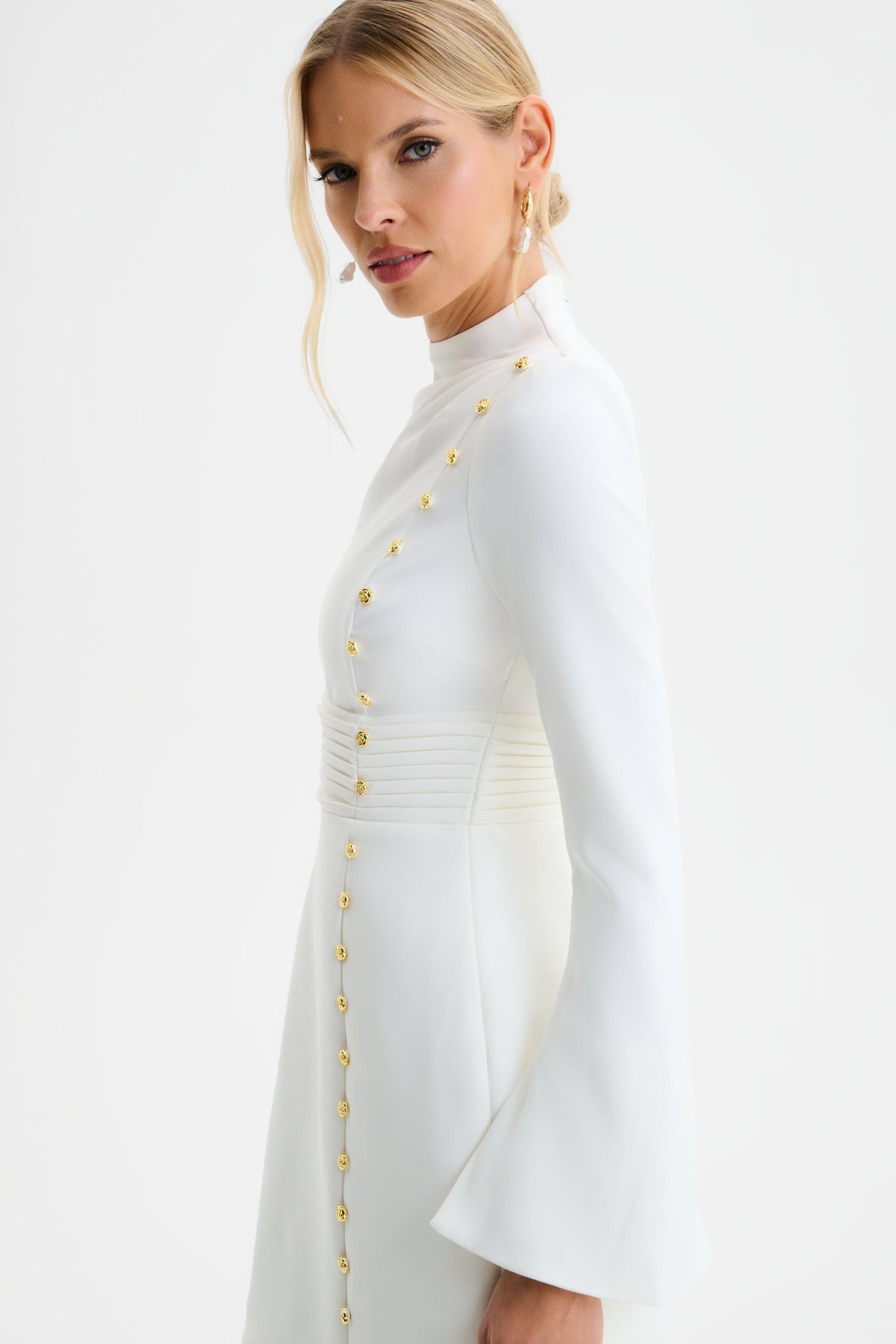 GEMMA High Neck Mini Dress in White Position 6