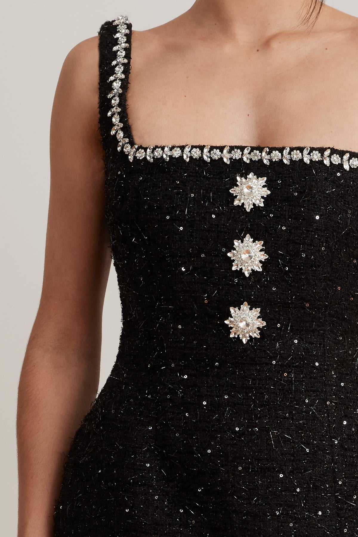 ZOEY Boucle Mini Dress in Black Position 2