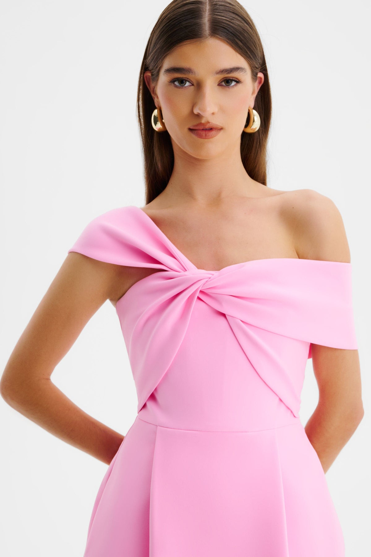 MILA Bardot Mini Dress in Pink Position 4