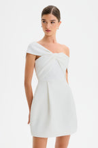 MILA Bardot Mini Dress in White Position 1