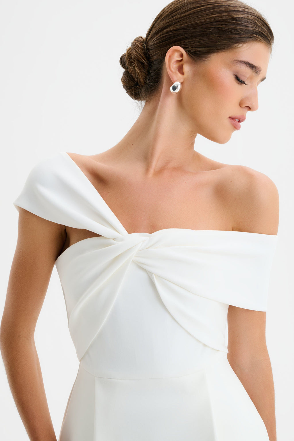 MILA Bardot Mini Dress in White Position 3