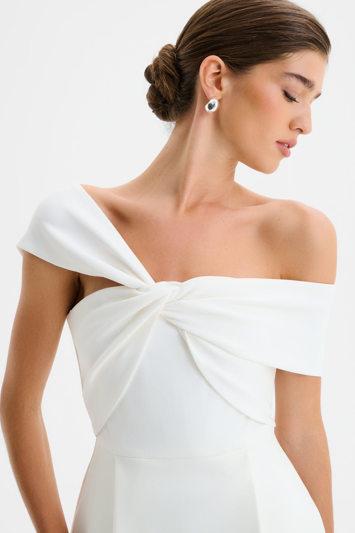 MILA Bardot Mini Dress in White Position 3