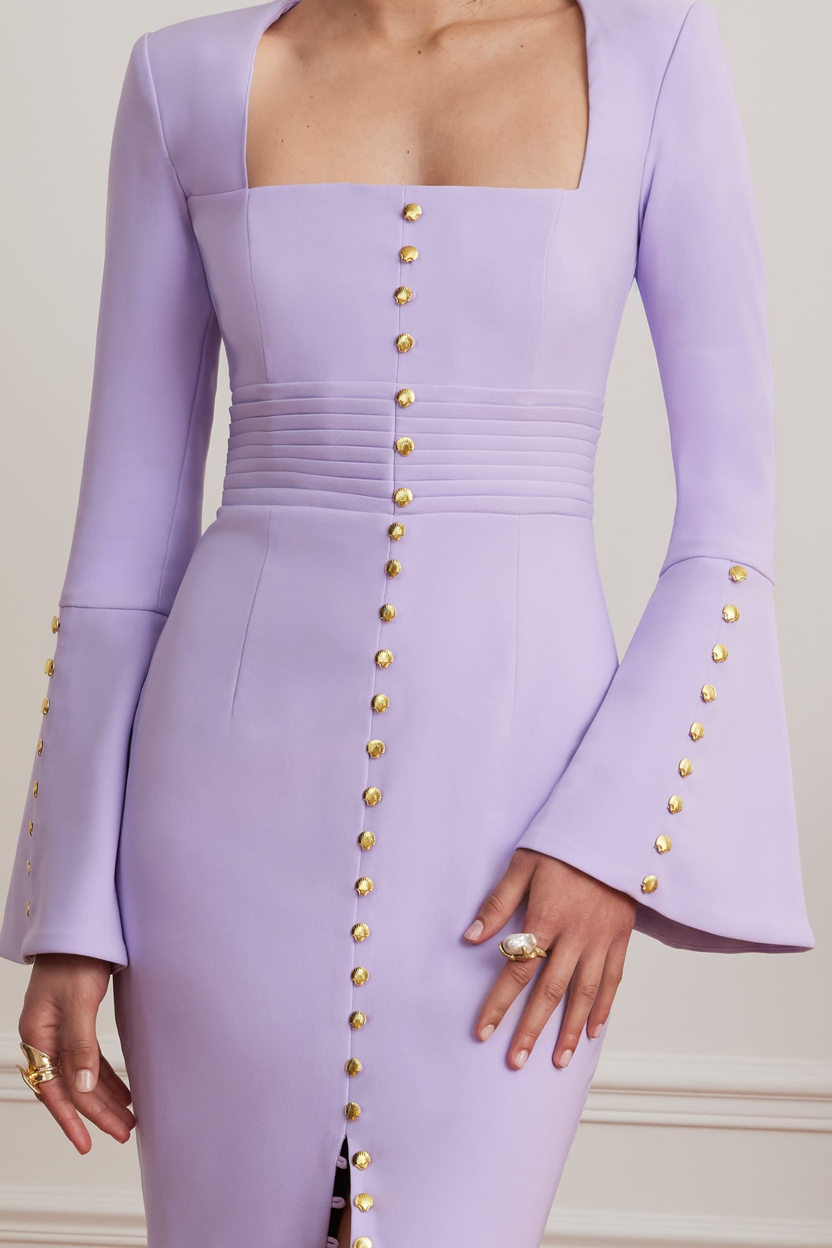 SERENA Square Neck Midi Dress in Lilac Position 2