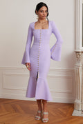 SERENA Square Neck Midi Dress in Lilac Position 1