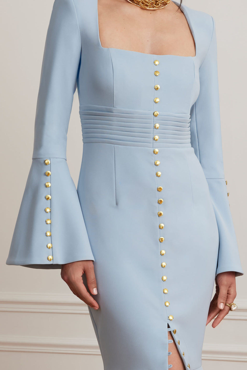 SERENA Square Neck Midi Dress in Light Blue Position 2