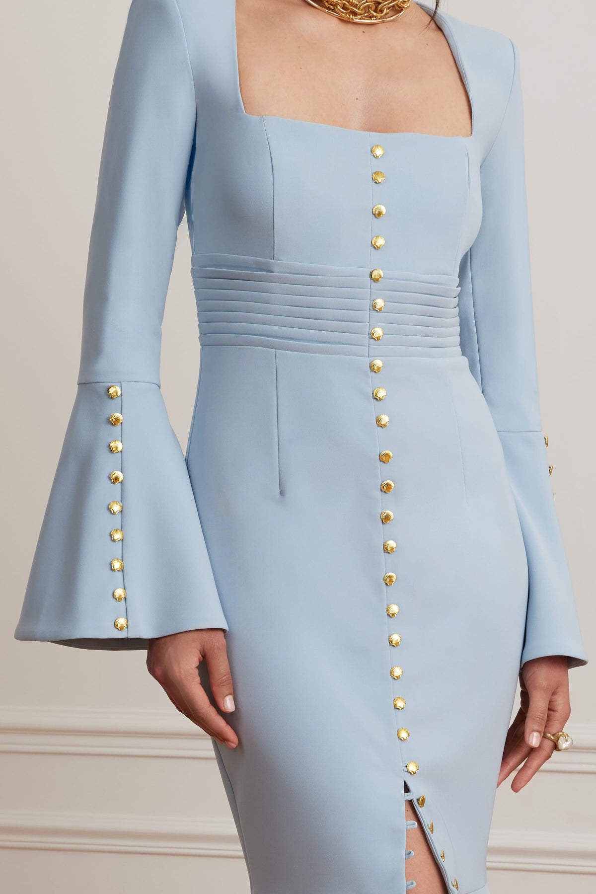 SERENA Square Neck Midi Dress in Light Blue Position 2