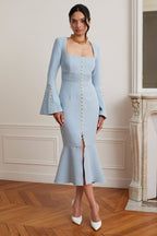 SERENA Square Neck Midi Dress in Light Blue Position 4