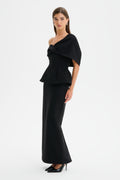 GIOVANNA Asymmetric Maxi Dress in Black Position 1