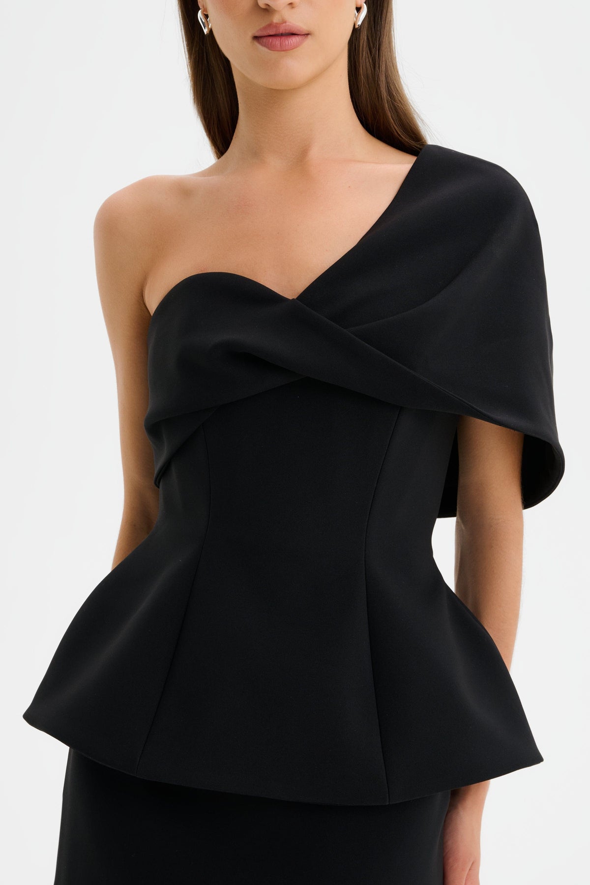 GIOVANNA Asymmetric Maxi Dress in Black Position 3