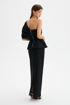 GIOVANNA Asymmetric Maxi Dress in Black Position 4