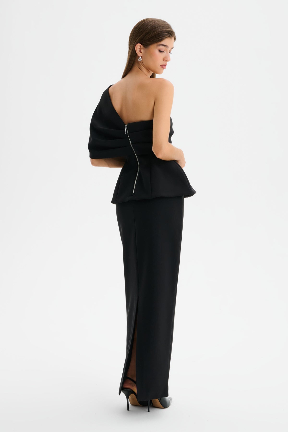 GIOVANNA Asymmetric Maxi Dress in Black Position 4