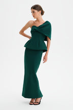 GIOVANNA Asymmetric Maxi Dress in Emerald Position 1