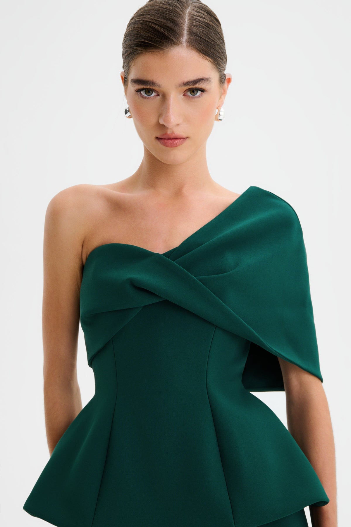 GIOVANNA Asymmetric Maxi Dress in Emerald Position 3