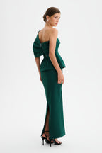 GIOVANNA Asymmetric Maxi Dress in Emerald Position 4