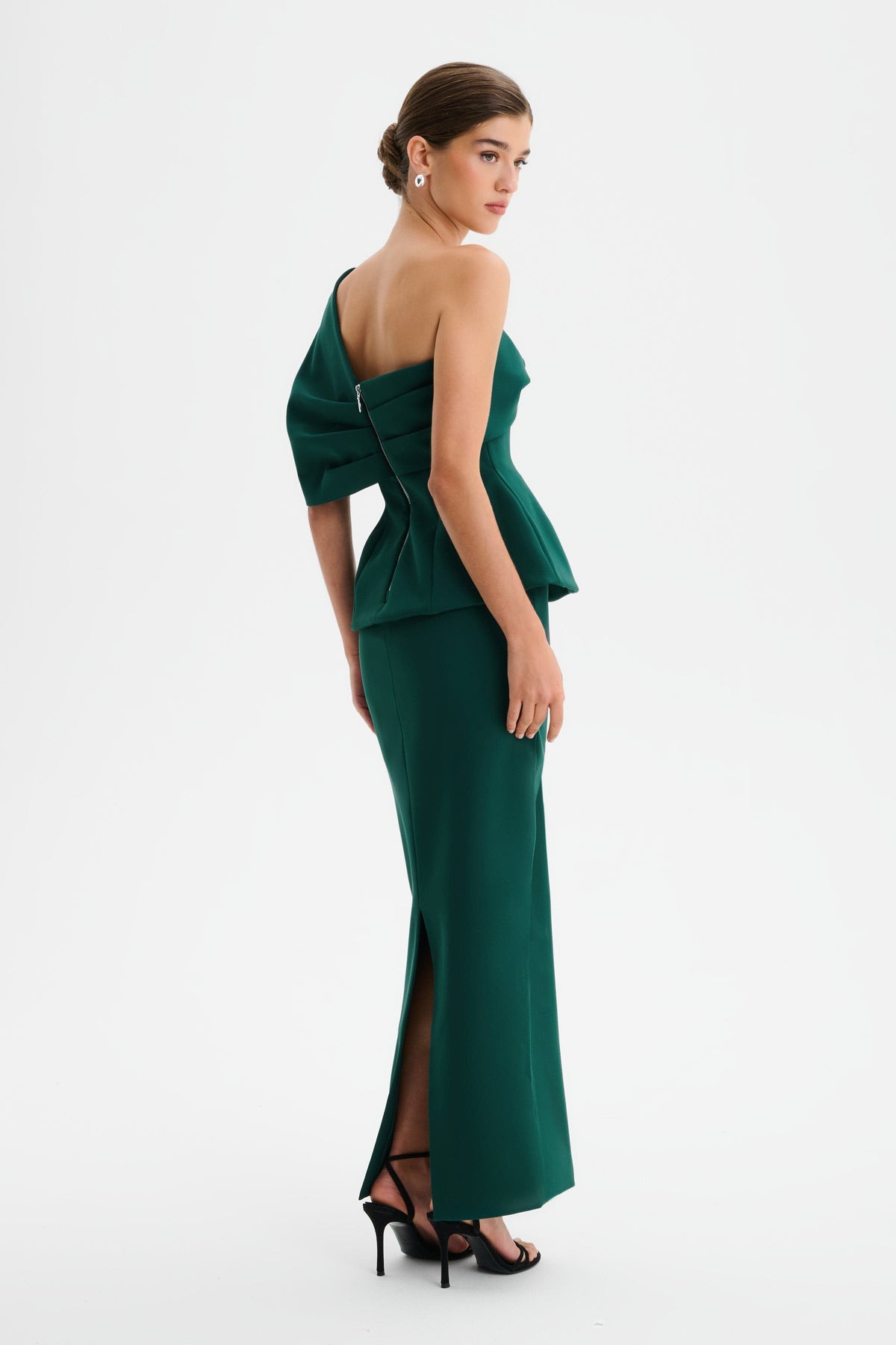 GIOVANNA Asymmetric Maxi Dress in Emerald Position 4