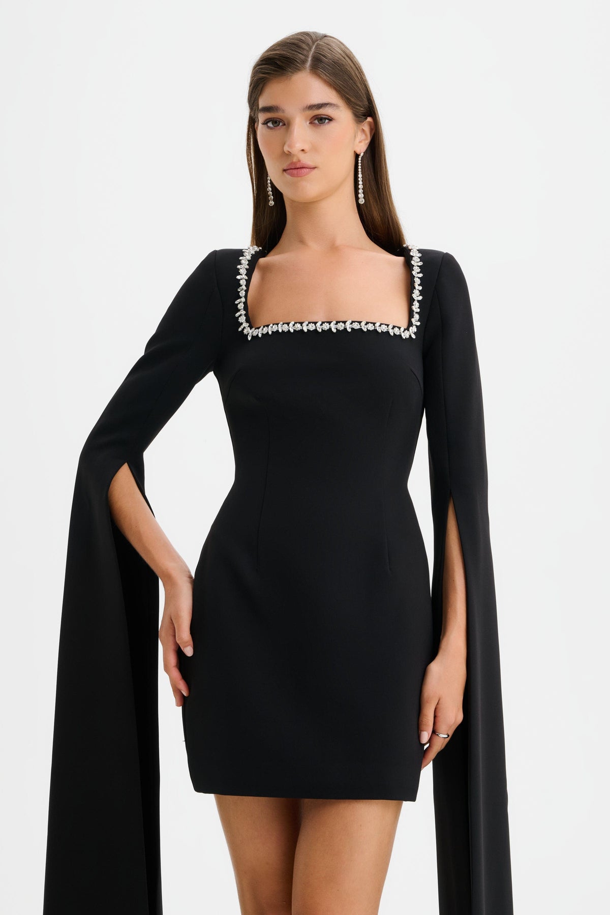 TILLY Embellished Mini Dress in Black Position 3
