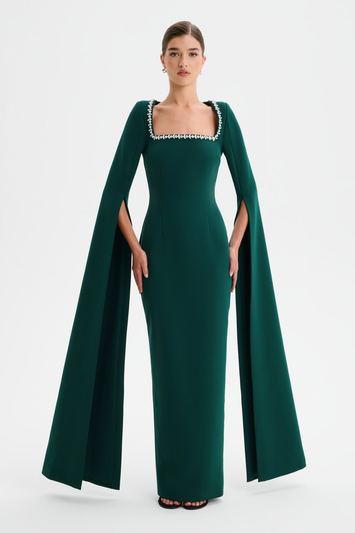GRACE Embellished Maxi Dress in Emerald Position 3