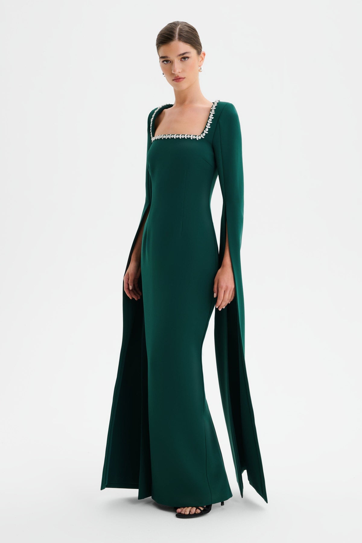GRACE Embellished Maxi Dress in Emerald Position 1