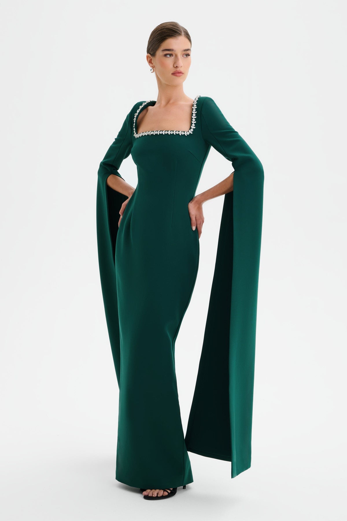 GRACE Embellished Maxi Dress in Emerald Position 2