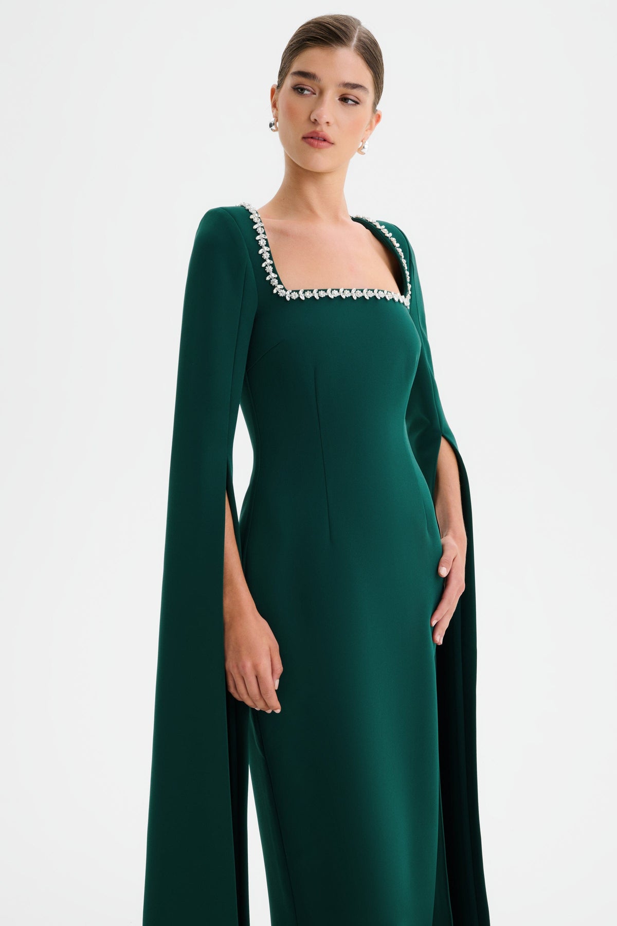 GRACE Embellished Maxi Dress in Emerald Position 4