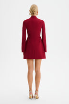 FIONA High Neck Mini Dress in Burgundy Position 6