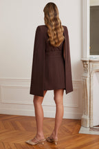ALEXANDRA Cape Mini Dress in Brown Position 3