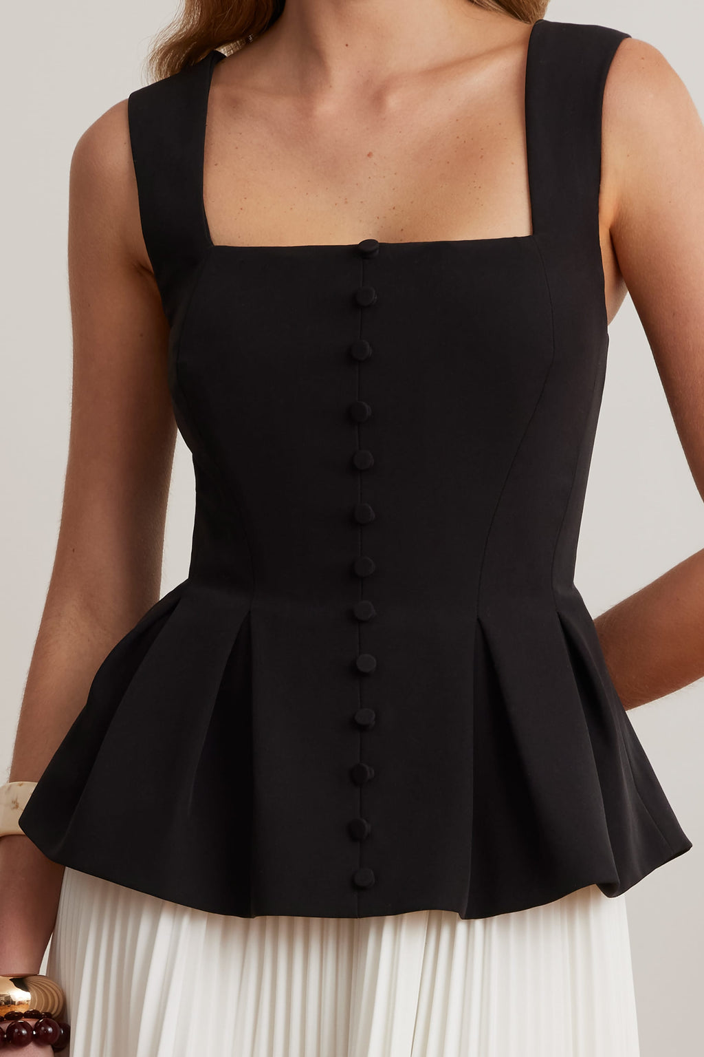 LANA Square Neck Midi Dress in Black & White Position 2