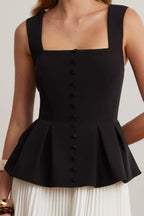 LANA Square Neck Midi Dress in Black & White Position 2