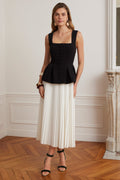 LANA Square Neck Midi Dress in Black & White Position 1
