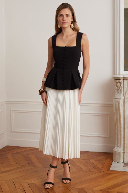 LANA Square Neck Midi Dress in Black & White Position 1