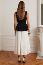 LANA Square Neck Midi Dress in Black & White Position 3