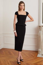 ELISA Ponte Midi Dress in Black Position 6