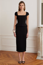 ELISA Ponte Midi Dress in Black Position 1
