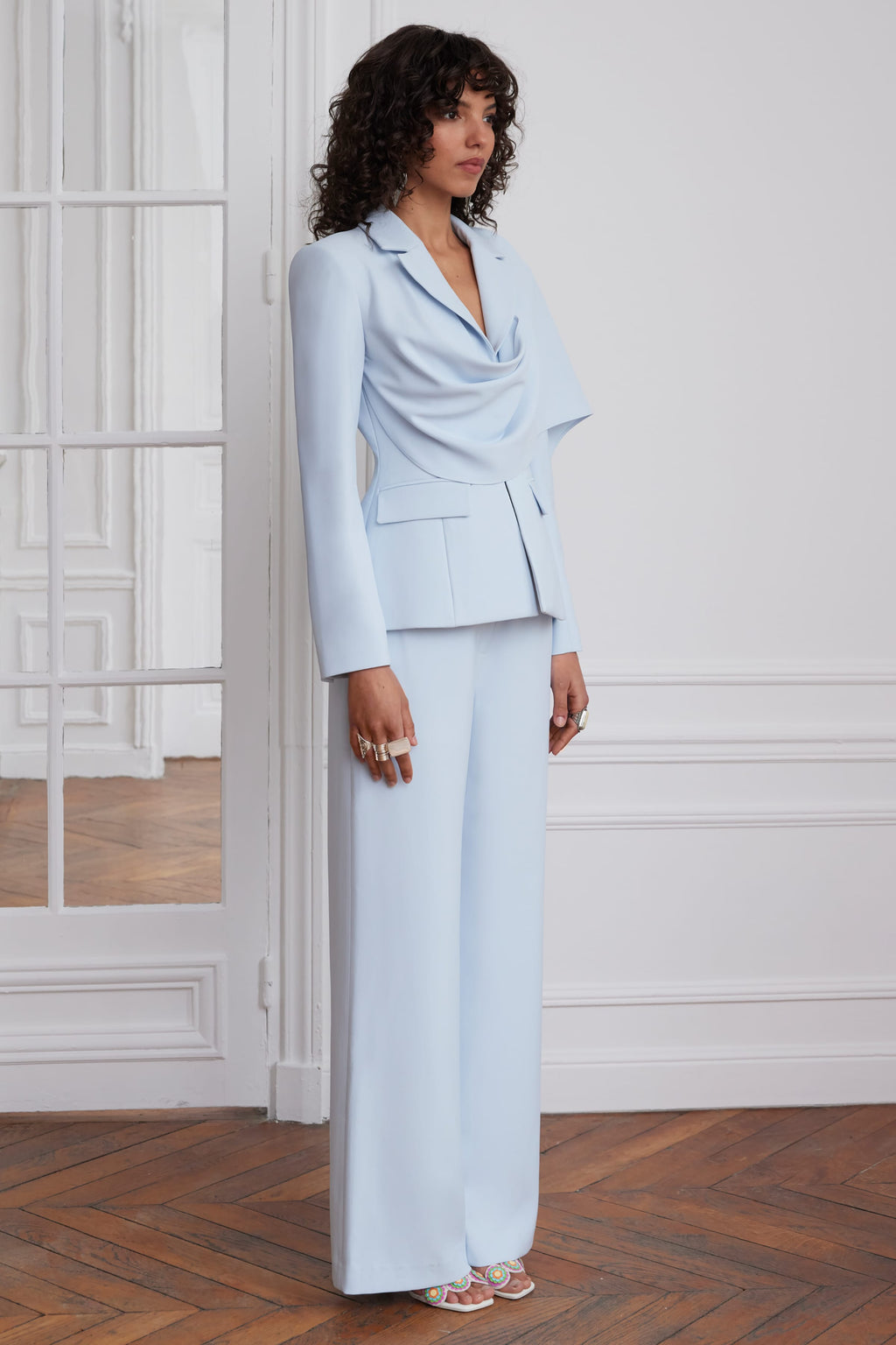 EMBER Cape Blazer in Light Blue Position 5