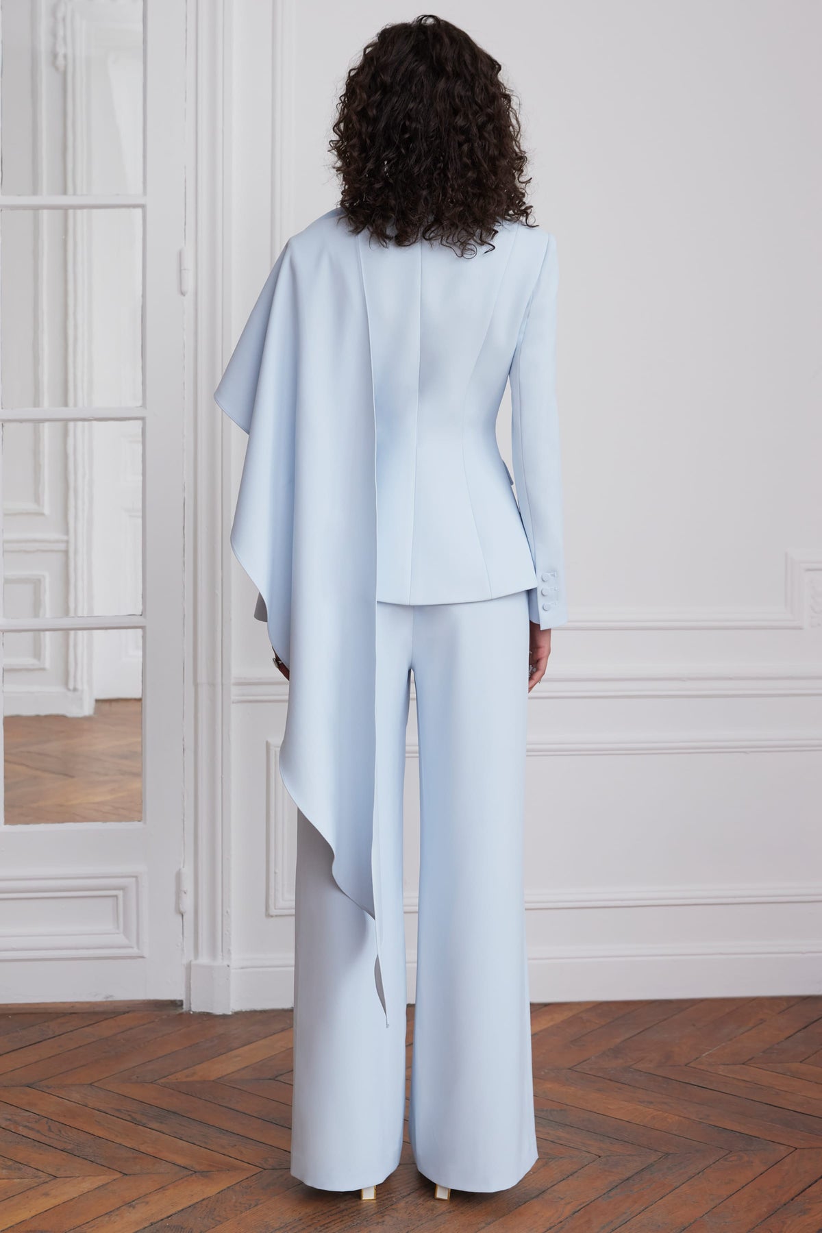 EMBER Cape Blazer in Light Blue Position 3