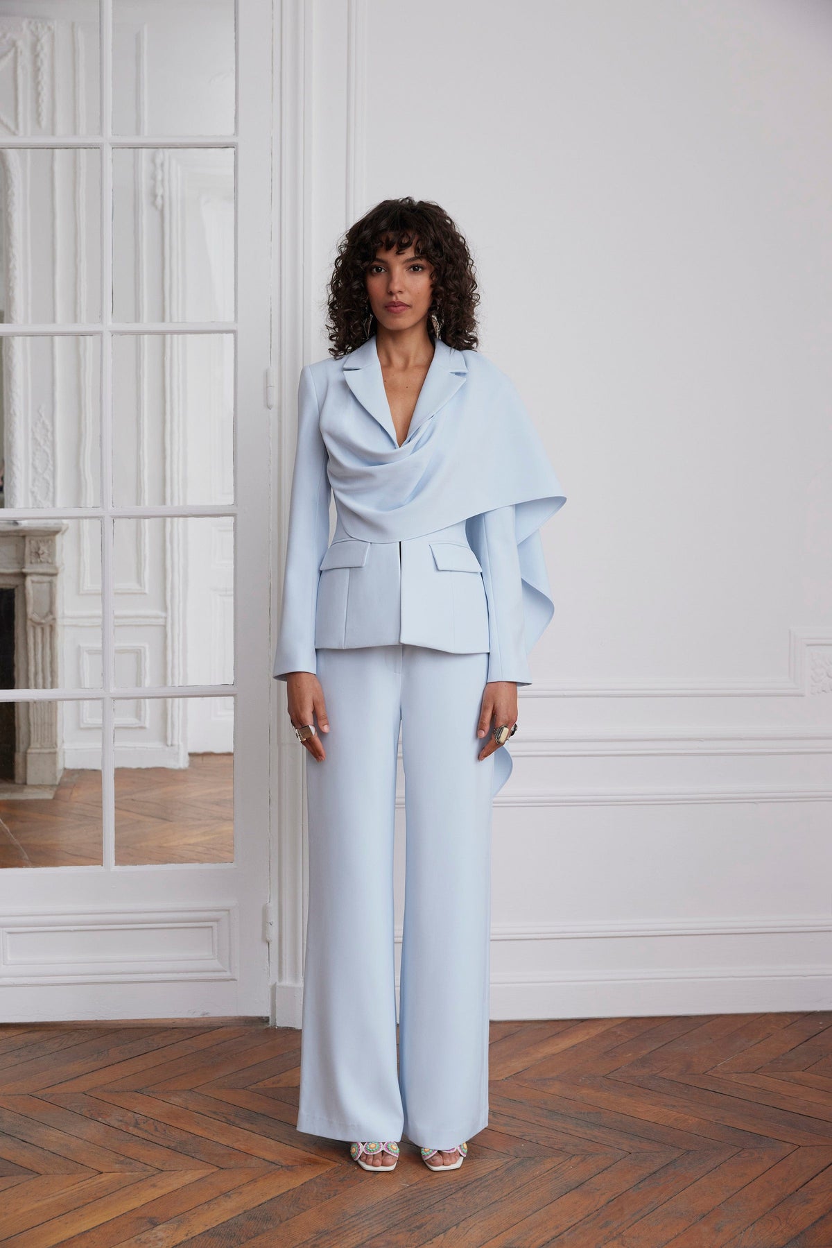 ELODIE Wide Leg Pants In Powder Blue Position 2