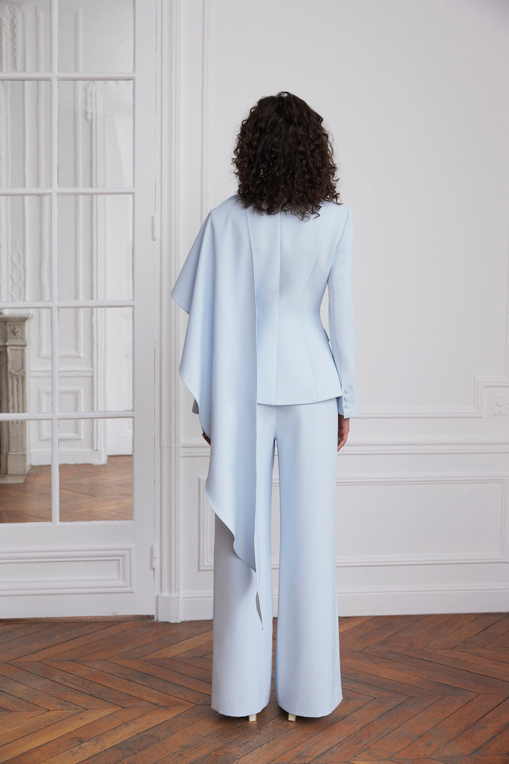 ELODIE Wide Leg Pants In Powder Blue Position 5