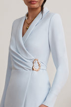 LILIANNE Wrap Midi Dress in Blue Position 2