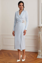 LILIANNE Wrap Midi Dress in Blue Position 5