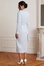 LILIANNE Wrap Midi Dress in Blue Position 6