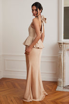 VIOLA Halter Neck Maxi Dress in Beige Position 7
