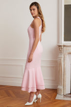 ALTHEA Halter Neck Midi Dress in Pink Position 6