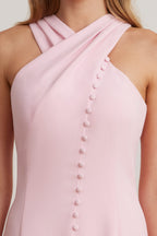 ALTHEA Halter Neck Midi Dress in Pink Position 2