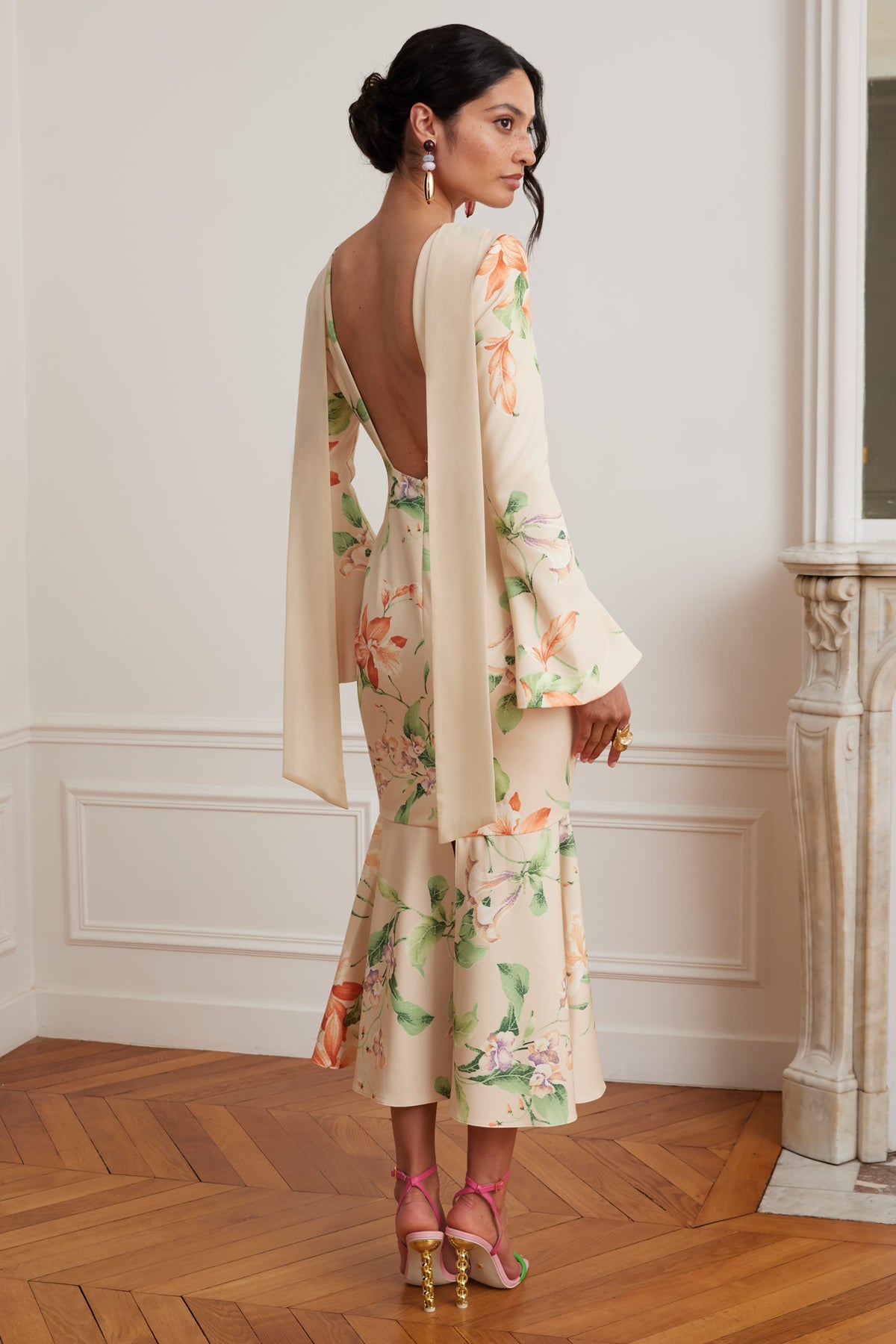 BROOKE Cowl Neck Midi Dress in Floral Print Position 3