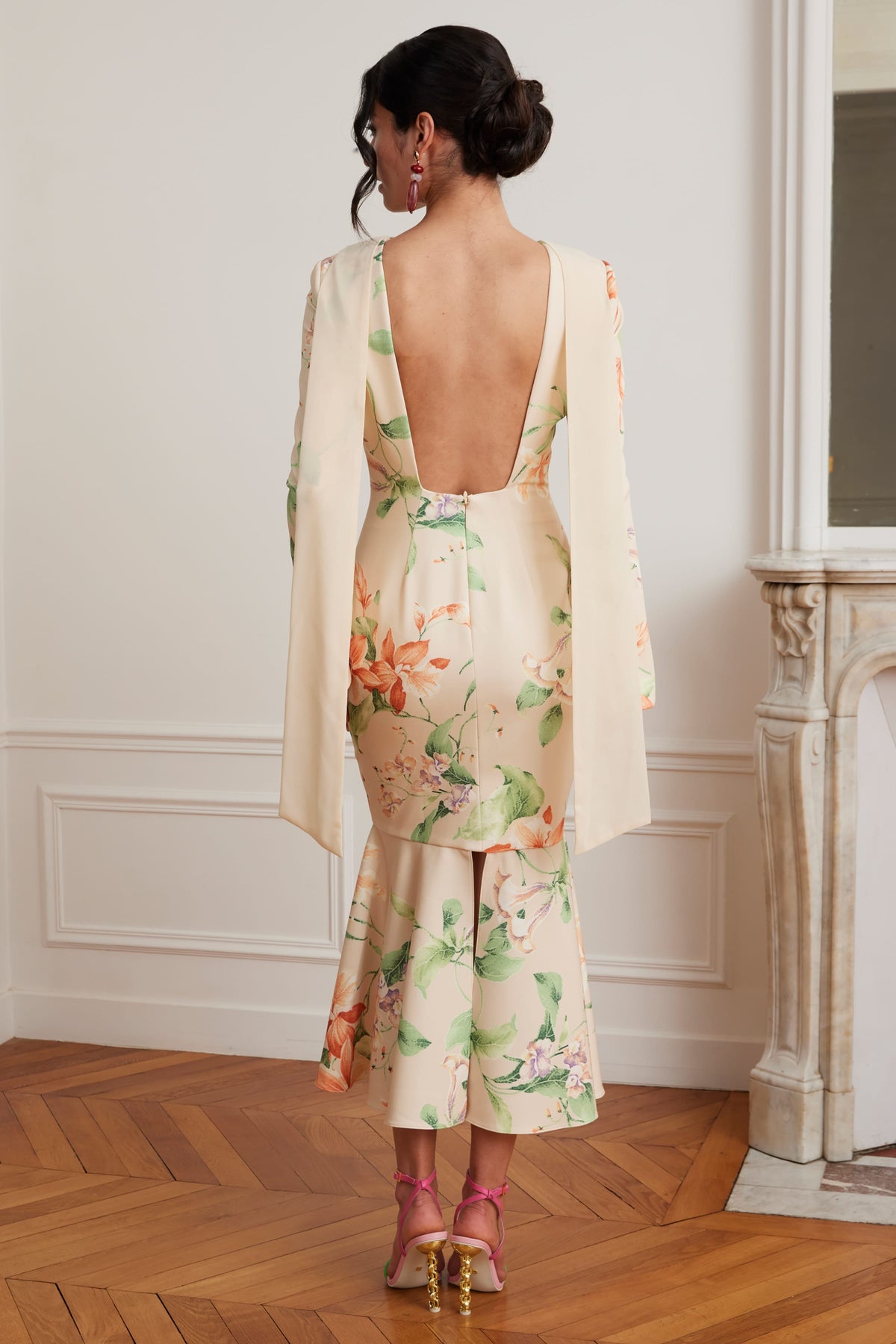 BROOKE Cowl Neck Midi Dress in Floral Print Position 6
