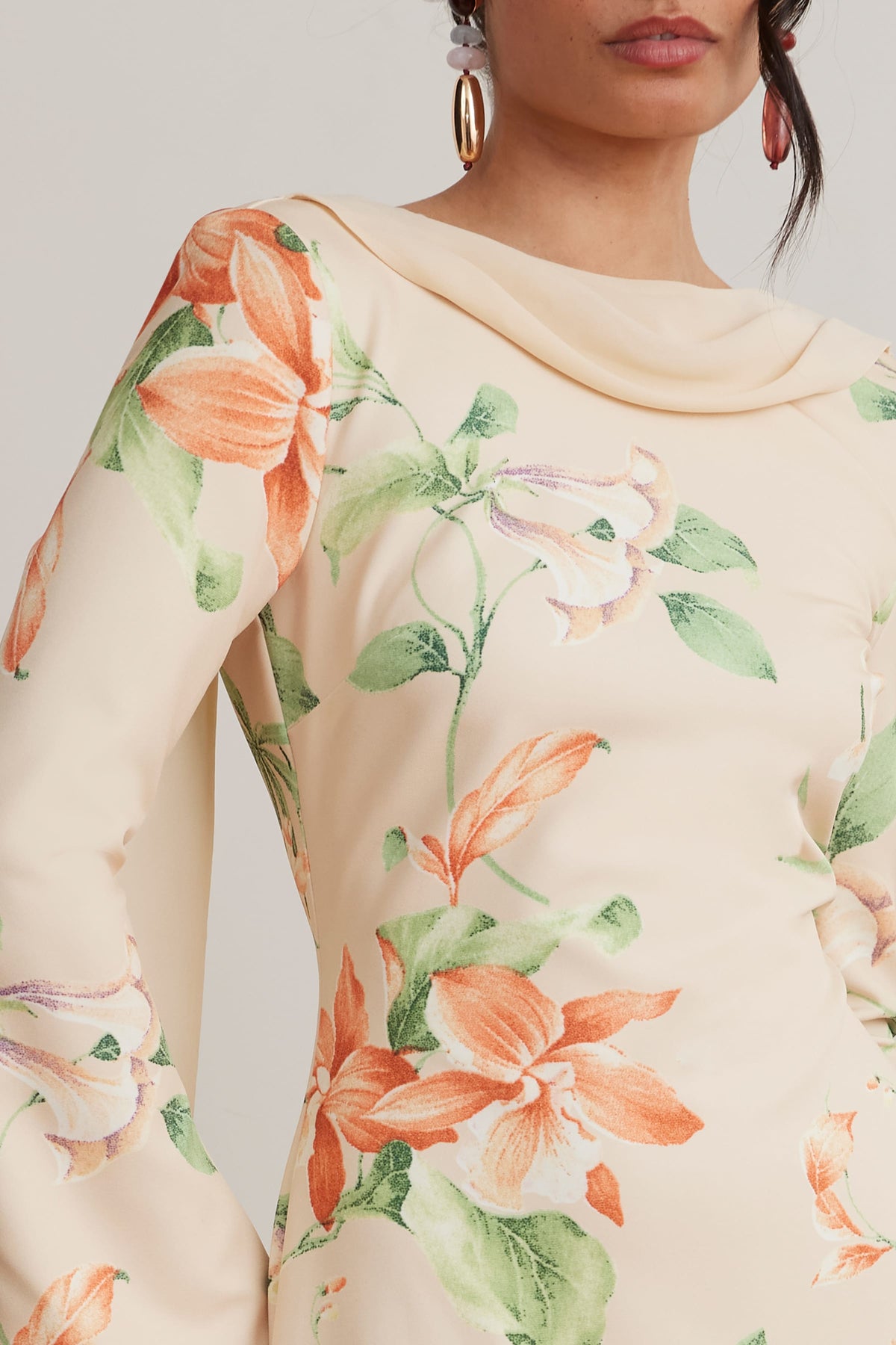 BROOKE Cowl Neck Midi Dress in Floral Print Position 2